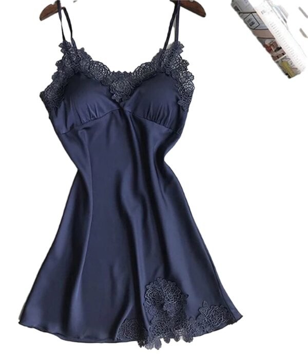 Navy silk lace babydoll lingerie with delicate lace trim for a stylish evening look