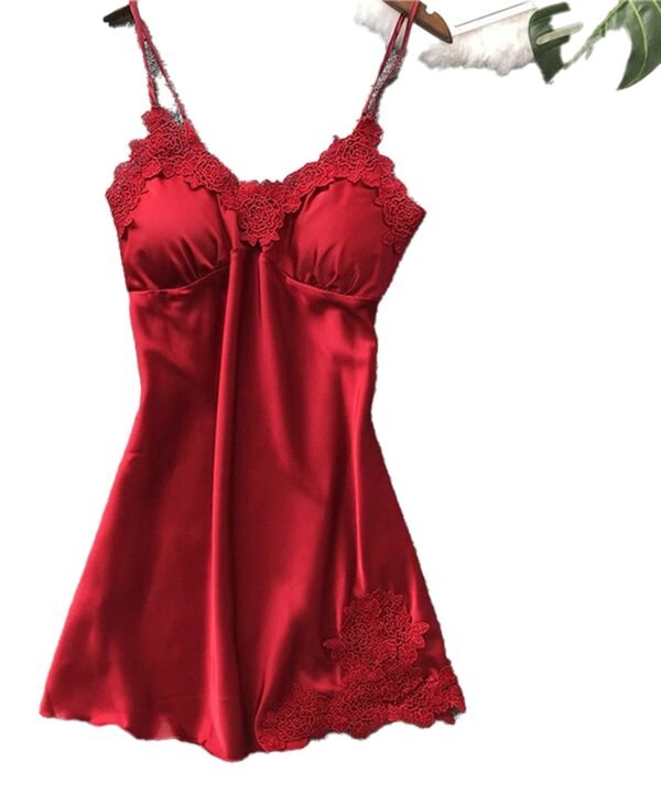 Red silk lace babydoll lingerie with delicate lace detailing for an elegant look