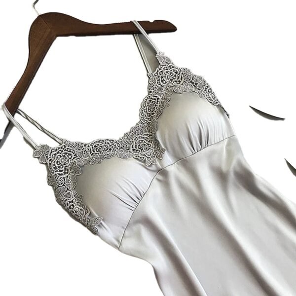 Silk lace babydoll lingerie featuring delicate lace trim and adjustable straps in a soft color