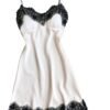 Luxurious LuckeLadybug silk satin nightgown for women with delicate lace detailing