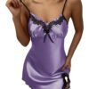 Silky Satin Nightdress For Women Purple Babydoll 7 Silky Satin Nightdress For Women Purple Babydoll LuckeLadybug LLC Silky satin nightdress for women in lavender with lace detailing and adjustable straps