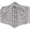 Sparkling silver corset belt for women with lace-up front detail and adjustable design for a perfect fit
