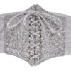 LuckeLadybug silver corset belt for women featuring a glittery design and lace-up front for a stylish fit