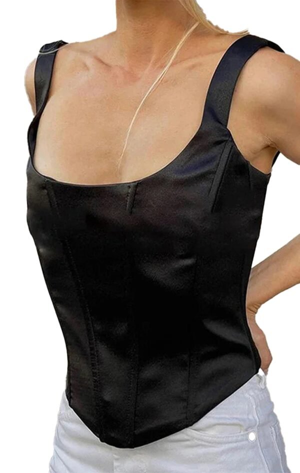 Square Neck Corset Crop Top For Chic Style 20 Square Neck Corset Crop Top For Chic Style LuckeLadybug LLC square neck corset crop top in black with wide straps for a stylish fit