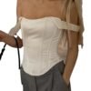 Elegant square neck corset crop top in white with off-shoulder design for stylish outfits