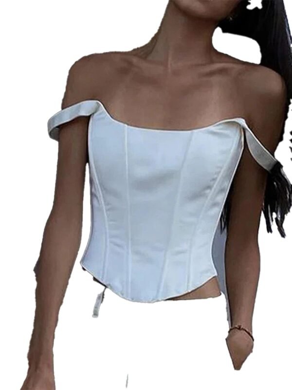 Square Neck Corset Crop Top For Chic Style 17 Square Neck Corset Crop Top For Chic Style LuckeLadybug LLC square neck corset crop top with off-shoulder straps in a stylish white design