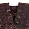 Detailed view of a steampunk overbust corset for women featuring intricate floral patterns and lace-up design