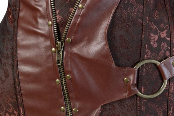 Steampunk Overbust Corset For Women 18 Steampunk Overbust Corset For Women Detail of LuckeLadybug LLC steampunk overbust corset for women featuring intricate patterns and a zip closure