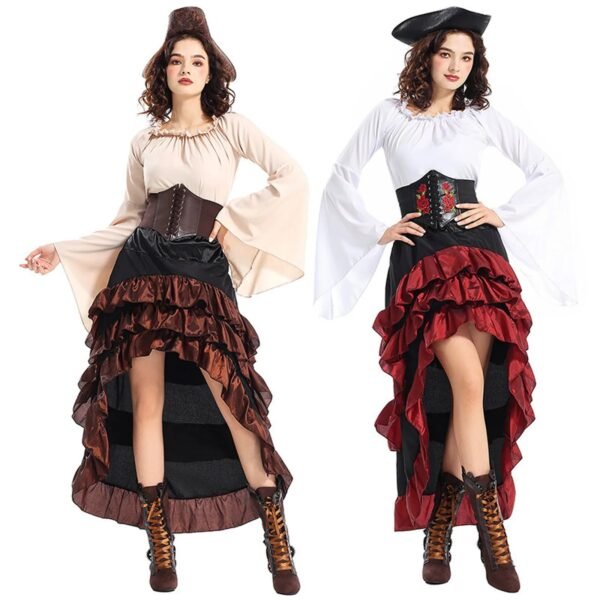 steampunk ruffled skirt for women costume outfit