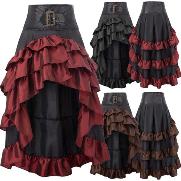 steampunk ruffled skirt for women red black variations