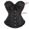 Black 2025 lace-up corset bustier with intricate patterns and adjustable front closure