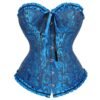 2025 lace-up corset bustier in blue with elegant patterned design and ribbon detail