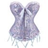 2025 lace-up corset bustier in lavender with decorative ribbons and lace trim for a chic look