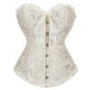 2025 lace-up corset bustier in cream with floral lace trim and front buttons for a romantic look
