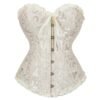 Elegant 2025 lace-up corset bustier in cream with intricate floral design and ruffled edges