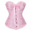 2025 lace-up corset bustier in pink with lace details and ruffled edges for a flattering silhouette