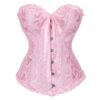 LuckeLadybug LLC 2025 lace-up corset bustier in pink with delicate ruffles and satin ribbons
