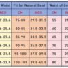 2025 lace-up corset bustier size chart with measurements for natural waist and bust in centimeters and inches