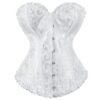 Elegant 2025 lace-up corset bustier in white with intricate floral design and front buttons