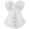 Elegant white 2025 lace-up corset bustier with floral pattern and ribbon detail for formal occasions