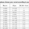 Plus size black lace corset size chart for accurate fitting and style selection