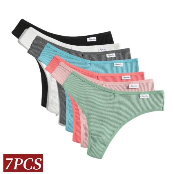 Womens Cotton Thong Set – 7-Pack Colors 25 Womens Cotton Thong Set – 7-Pack Colors LuckeLadybug women's cotton thong set in assorted colors including black, pink, green, and gray