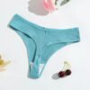 Teal women's cotton thong set featuring a comfortable ribbed design for everyday wear