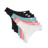 Women's cotton thong set in assorted colors including black, white, pink, and blue for everyday comfort