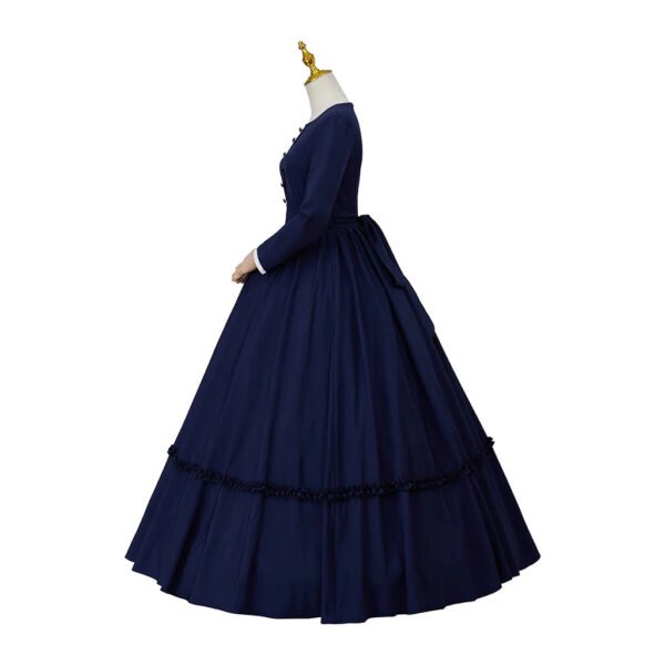Victorian 1860s Dress Costume Corset Dress 15 Victorian 1860s Dress Costume Corset Dress victorian 1860s dress costume navy blue side view
