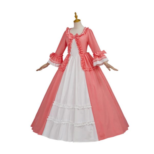 18th Century Victorian Ball Gown Costume 16 18th Century Victorian Ball Gown Costume victorian ball gown costume 18th century pink front 2