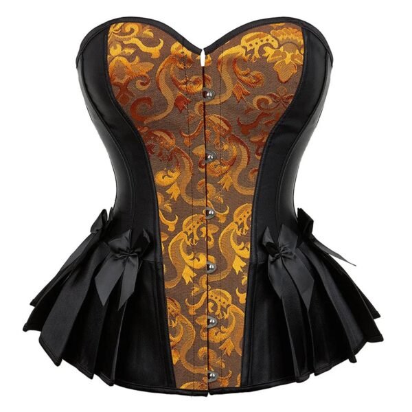 Victorian Corset Top For Women 27 Victorian Corset Top For Women Black and gold Victorian corset top for women with decorative pattern and elegant bows