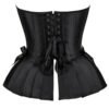 Black Victorian corset top for women with lace-up back and elegant pleated design