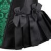 Elegant Victorian corset top for women featuring green lace details and stylish bow accents