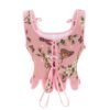 LuckeLadybug LLC Victorian corset top for women with floral and butterfly design in pink