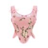 LuckeLadybug Women's Victorian corset top with floral design and pink accents
