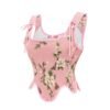 LuckeLadybug LLC Victorian corset top for women in pink floral design with bow accents