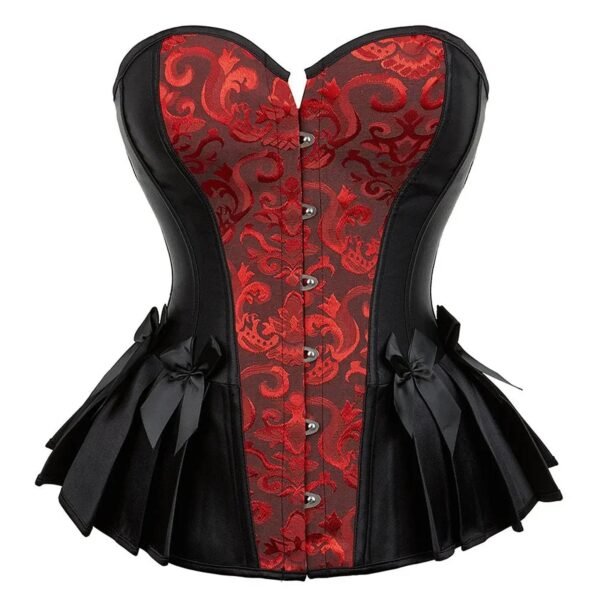 Victorian Corset Top For Women 37 Victorian Corset Top For Women LuckeLadybug LLC Victorian corset top for women with red and black floral design and lace-up front