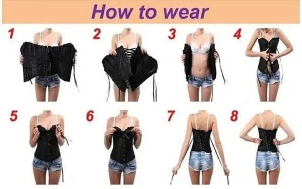 Victorian Corset Top For Women 34 Victorian Corset Top For Women Step-by-step guide for wearing a Victorian corset top for women with images demonstrating each stage
