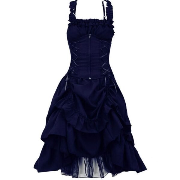 Victorian Gothic Long Dress For Women 19 Victorian Gothic Long Dress For Women victorian gothic long dress for women navy color ruffled