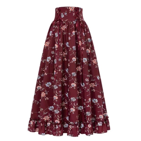 Victorian Maxi Skirt For Women Corset Dress 24 Victorian Maxi Skirt For Women Corset Dress victorian maxi skirt for women burgundy floral pattern