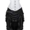 LuckeLadybug LLC Vintage Burlesque Corset Dress with Ruffled Sleeves and Tiered Skirt Detail