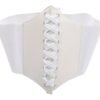 Vintage corset belt for women in white with lace-up front design for a stylish silhouette