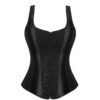 Plus size vintage corset vest for women in elegant black with a stylish zip front design
