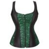 Plus size vintage corset vest for women featuring a lace design with a zip front and black accents