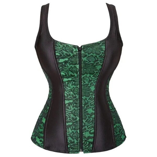 Plus Size Vintage Corset Vest For Women 61 Plus Size Vintage Corset Vest For Women Plus size vintage corset vest for women in green lace and black with a stylish zip closure