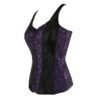 Plus size vintage corset vest for women in purple lace and black design with form-fitting style