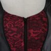 Close-up of plus size vintage corset vest for women with intricate lace details and zip closure
