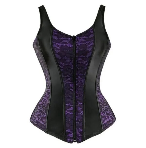 Plus Size Vintage Corset Vest For Women 63 Plus Size Vintage Corset Vest For Women Purple and black plus size vintage corset vest for women with a stylish zip front design