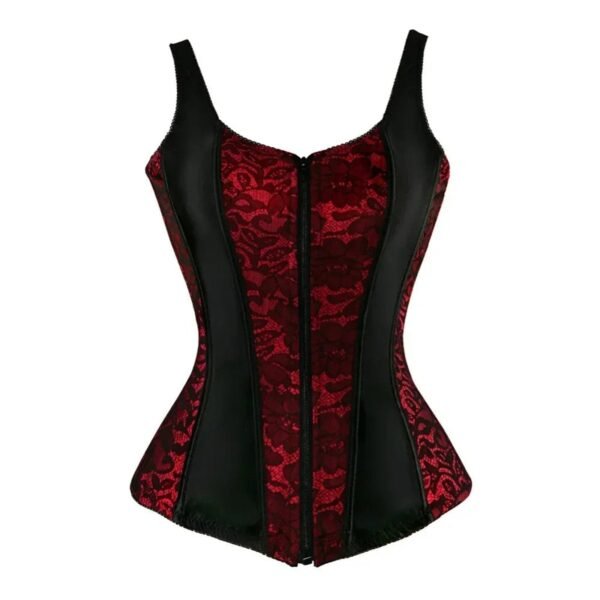 Plus Size Vintage Corset Vest For Women 47 Plus Size Vintage Corset Vest For Women Plus size vintage corset vest for women in red lace with black side panels and zip closure