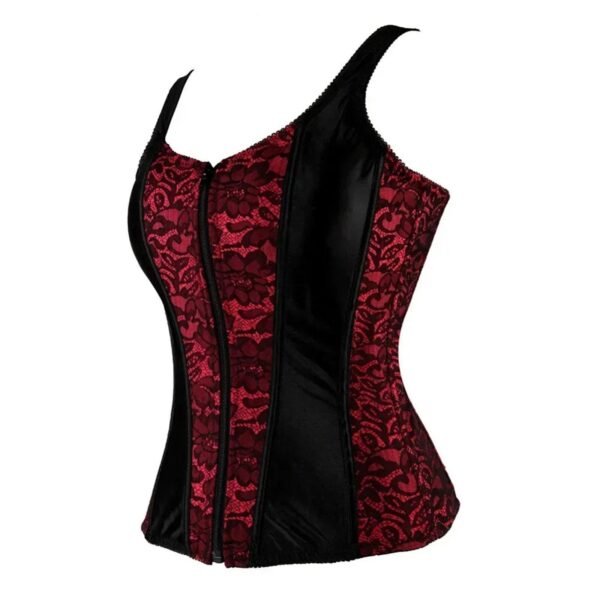 Plus Size Vintage Corset Vest For Women 48 Plus Size Vintage Corset Vest For Women Plus size vintage corset vest for women in black and burgundy lace design with zipper closure